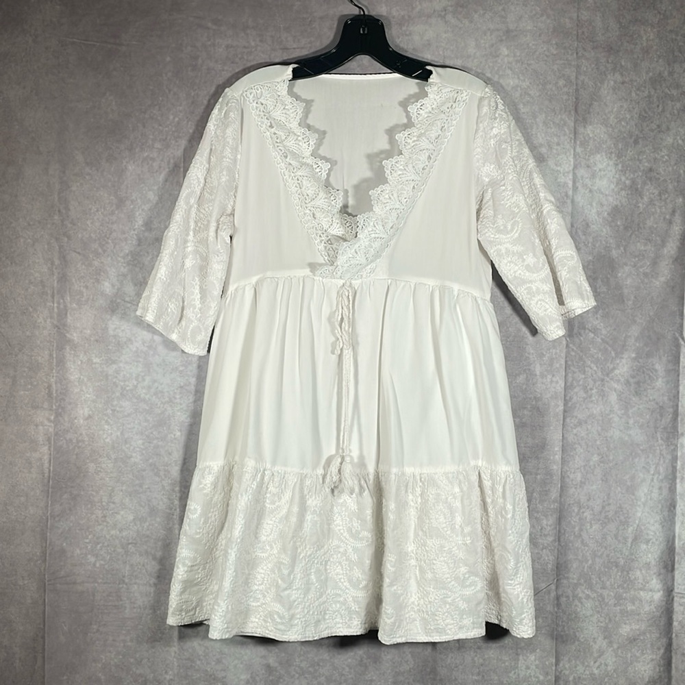 SHEIN | White Boho Lace Paisley Teired Dress | Size Medium
